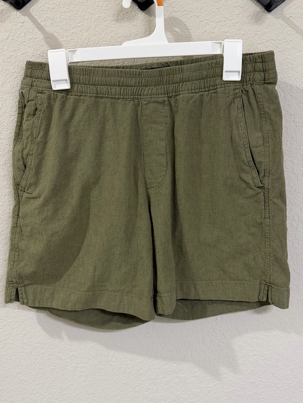 Abercrombie & Fitch Men’s Stretch Linen Pull On Shorts Olive Green M 6” Inseam